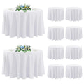 10 Pack Round Tablecloth White 120 Inch, Stain Resistant and Wrinkle Polyester Fabric, Washable Table Cover Dining