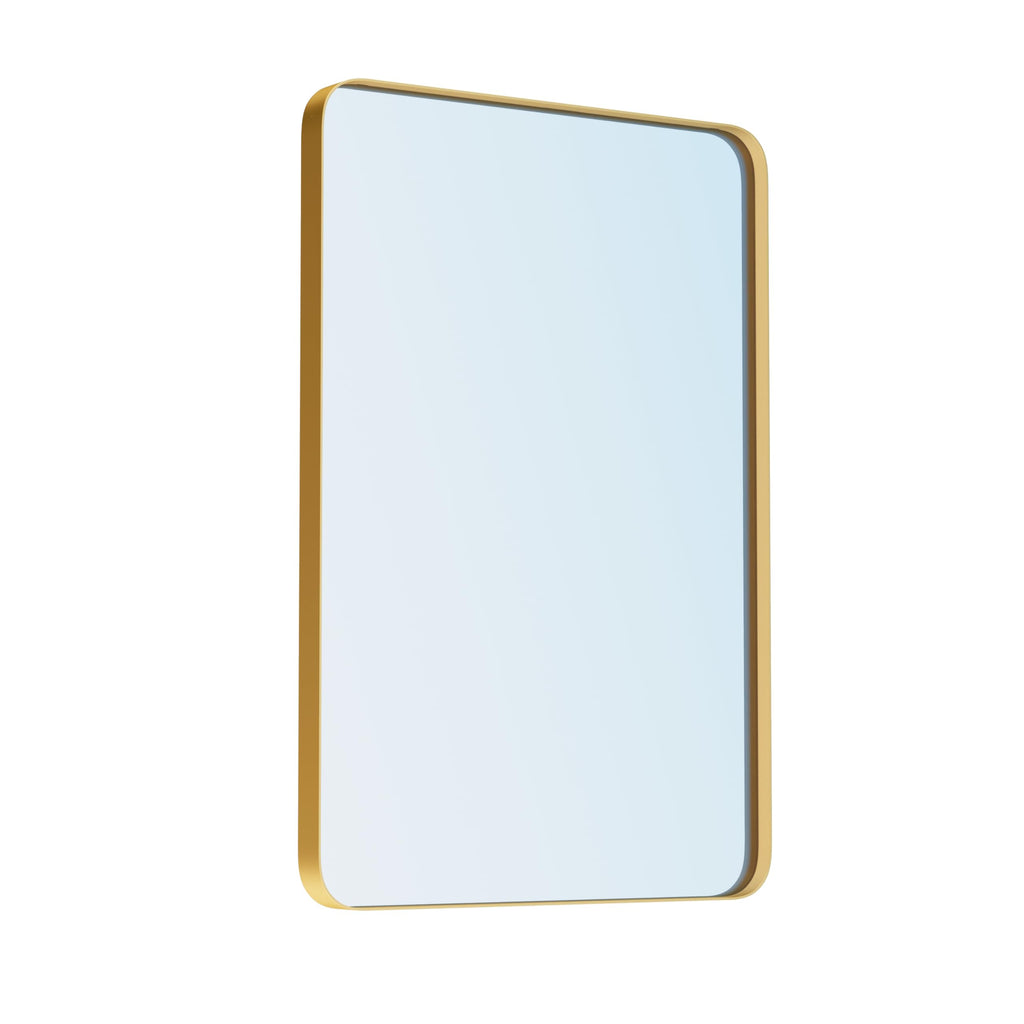 Gold Bathroom Mirror for Wall, 24 x 36 Inch Metal Framed Rounded Rectangle Vanity Mirror Modern Farmhouse, 1/4-inch