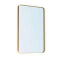 Gold Bathroom Mirror for Wall, 24 x 36 Inch Metal Framed Rounded Rectangle Vanity Mirror Modern Farmhouse, 1/4-inch