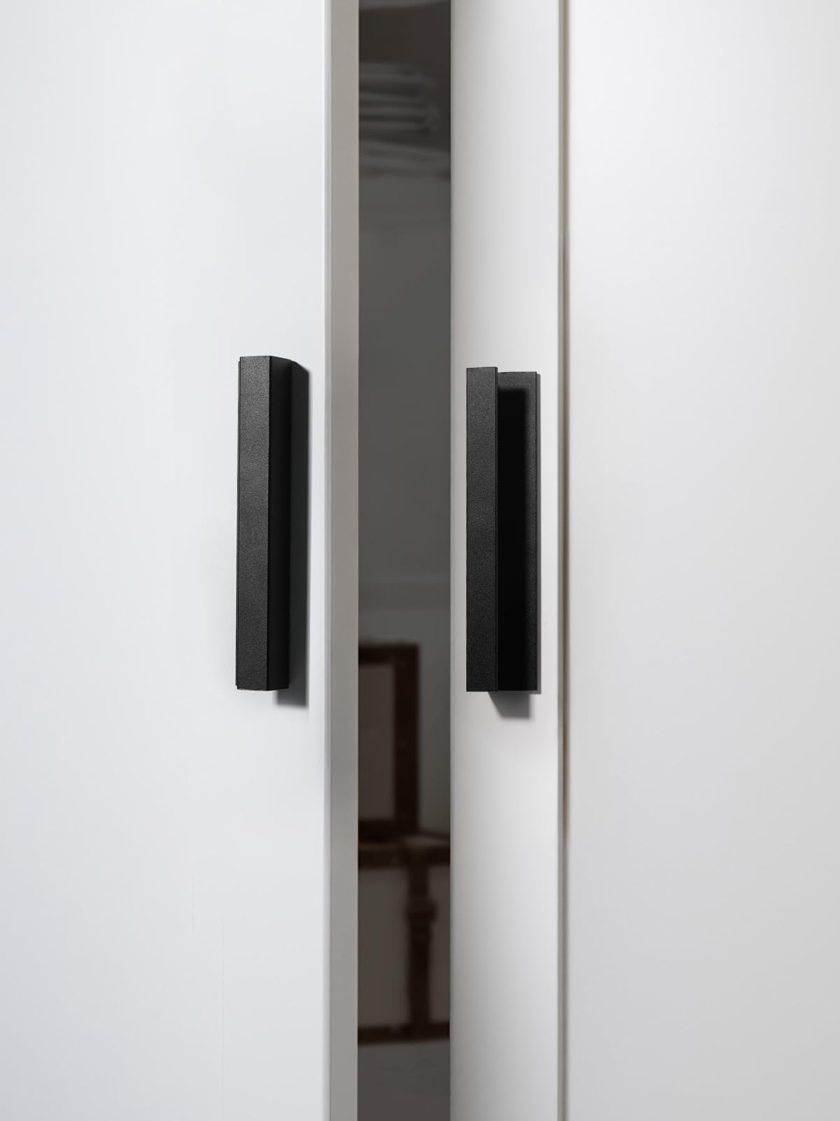 5 Pack Adhesive Cabinet Handles Black 5-1/2" Length(Cover 5" Hole Center) Finger Pulls Stick on Cabinet Pulls
