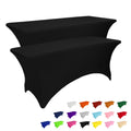 2 Pack 8FT Black Table Cloth for Rectangular Spandex Table Cover