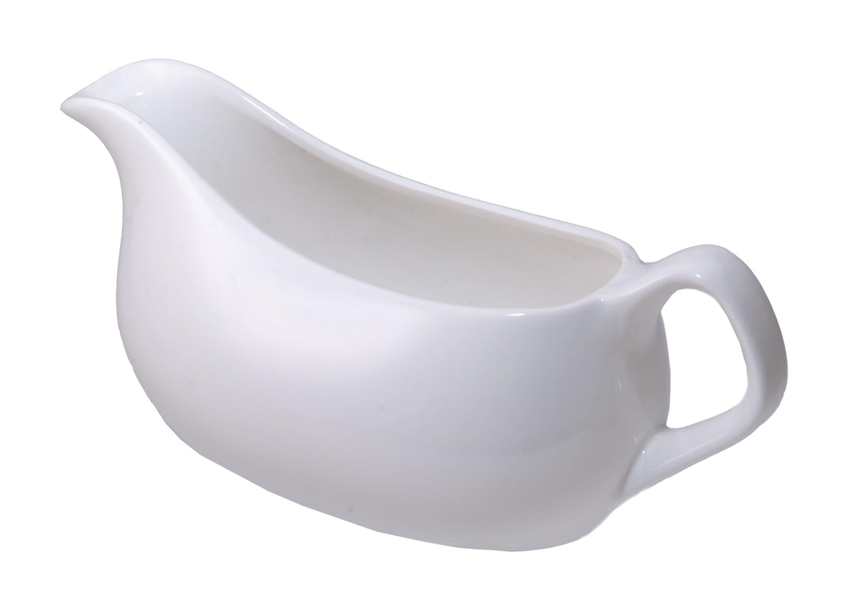 Gravy Boat, 13.5 oz Sauce Boat, 400 ml Gravy Bowl, Ceramic Serving Dish, White Dispenser (13.5 ounces)
