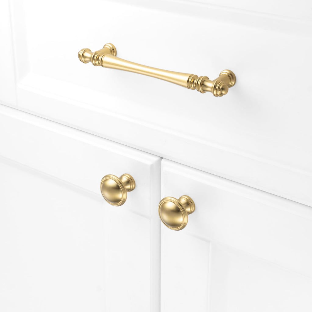 10 Pack 5 in Brushed Gold Cabinet Pulls, Gold Drawer Handles P30
