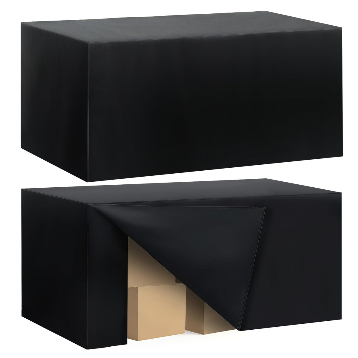 2 Pack Fitted Tablecloth for 6 Foot Rectangle Tables 72 x 30 Inch Black Table Covers Water Resistant Polyester Table