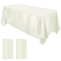 2 Pack Satin Rectangular Tablecloth, 102 x 58 Inches, Ivory