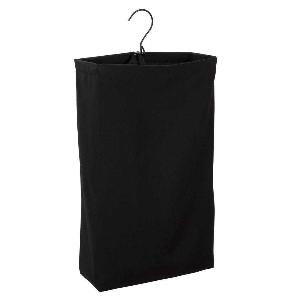 Door Hanging Laundry Bag in Washable Canvas with Loop Handle, Black