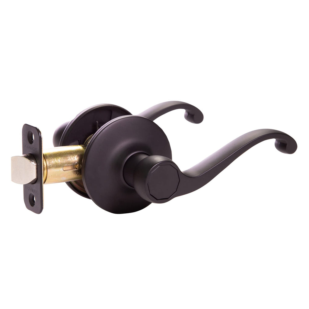 Scroll Passage Door Lever, Matte Black