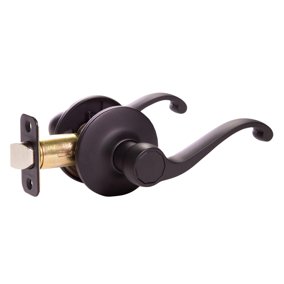 Scroll Passage Door Lever, Matte Black