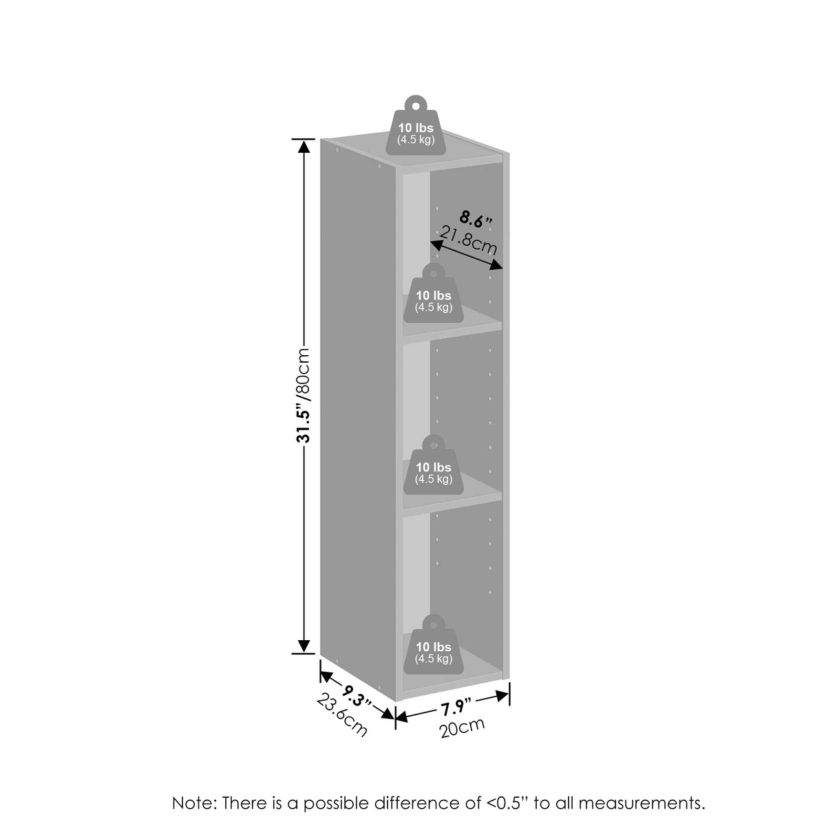 Reed 3-Tier Closet Organizers and Storage, Closet Organizer, Open Shelf Closet Storage, for Wardrobe, Bedroom, Living