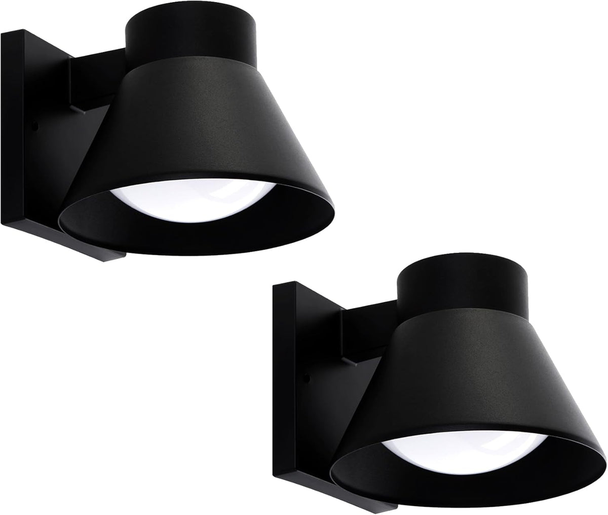 2 Pack LED Outdoor Wall Light Fixtures, Black Front Porch Lights Wall Mount Lighting