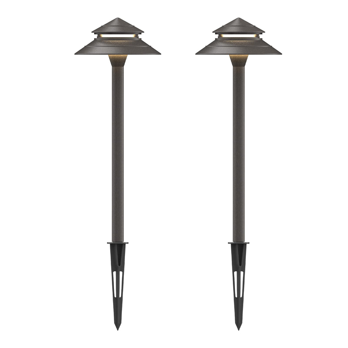 Pathway Lights 3W LED 2PK Outdoor Low Voltage Landscape Lighting 180 Lumen Hardwired 2 Tier Pagoda Path Lights