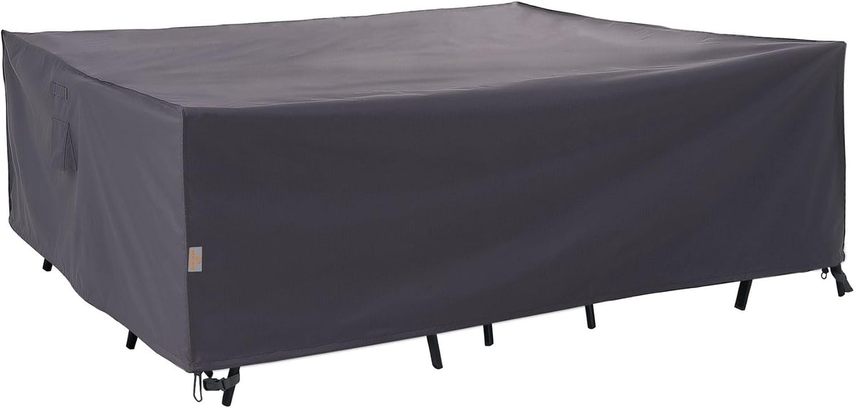 Heavy-Duty Patio Furniture Cover, Gray, 96" x 64" x 31" | Waterproof & Windproof, For Rectangle Table and Chairs