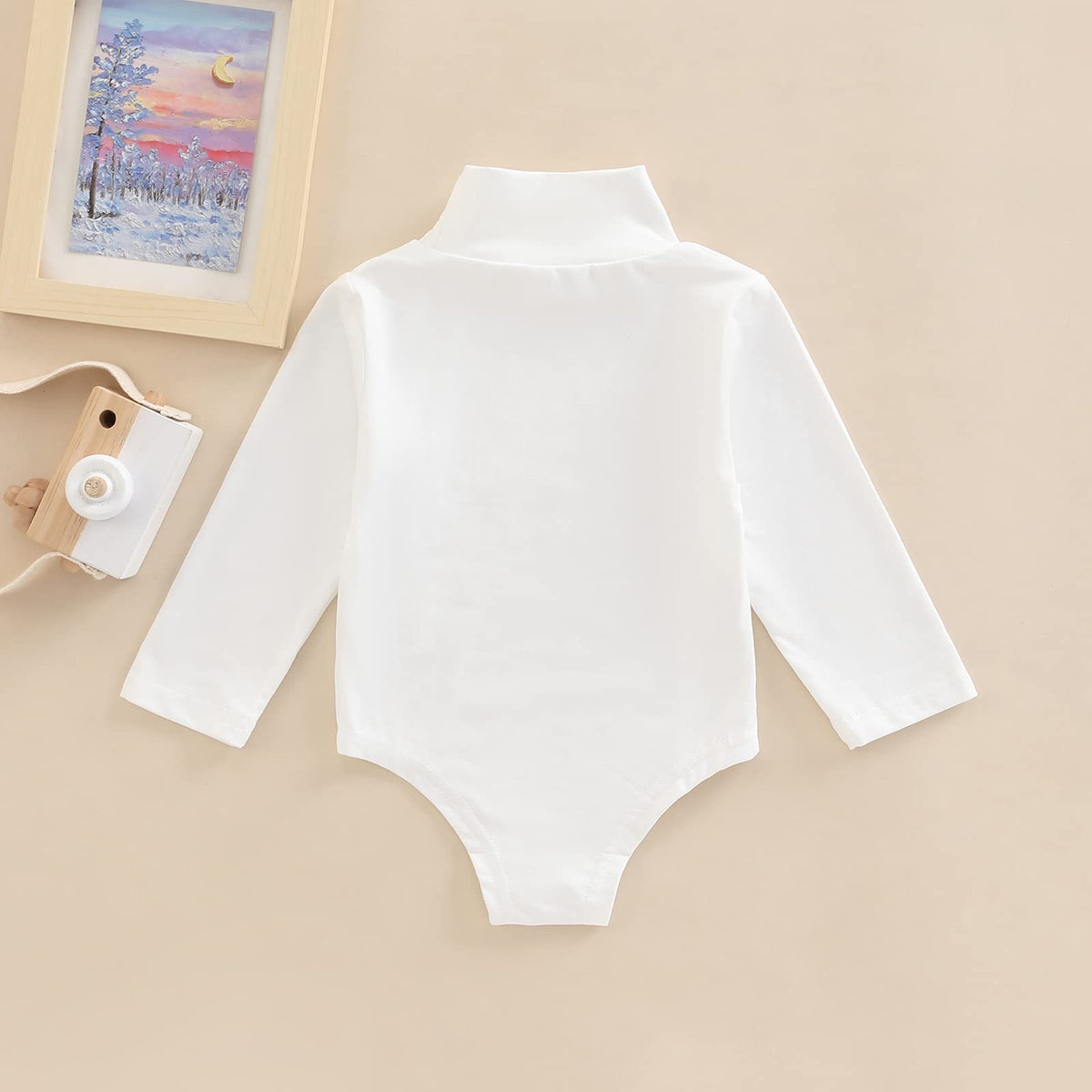 Unisex Baby Long Sleeve Bodysuit Turtleneck Solid Color Basic Bodysuit Shirt Newborn Essentials Clothes Boys Girls