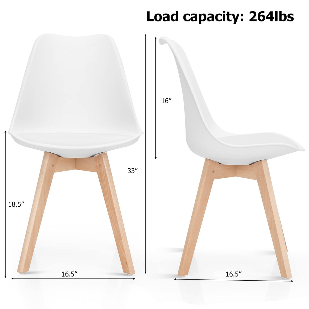 Inspired Saarinen Style Set of 4 Modern Dining Chairs, High Backrest Kitchen Chairs, Elegant Mid Century Side Chairs w/Padded Seat, Solid