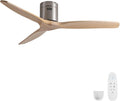 52" American Farmhouse Rustic Elegance Classical Solid Wood Low Profile Flush Mount Ceiling Fan without Light