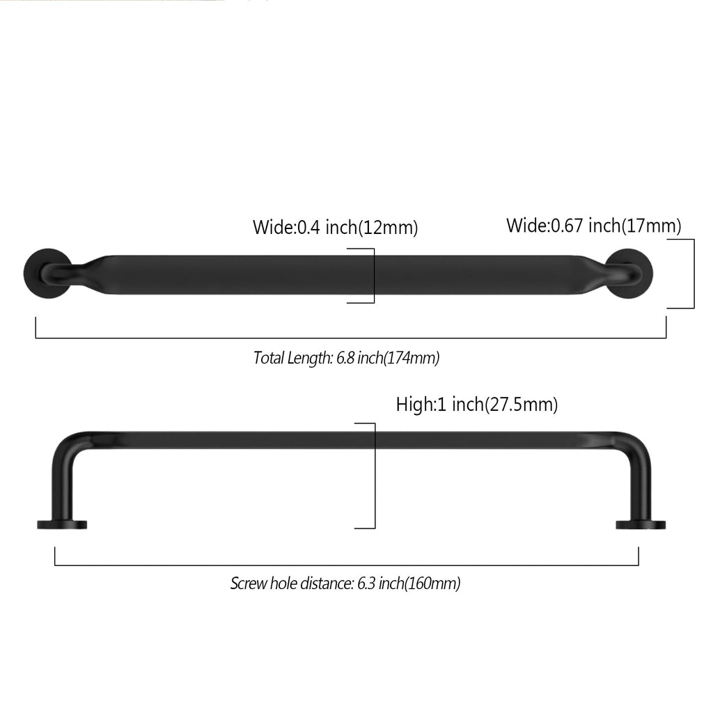 20 Pack 6.3 inch Matte Black Kitchen Cabinet Handles