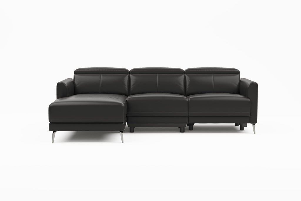 Andria 99.5" Reclining Leather Sectional Sofa, 3 Seater Reclining Couch with Left Hand Chaise | Italian Nappa 11000