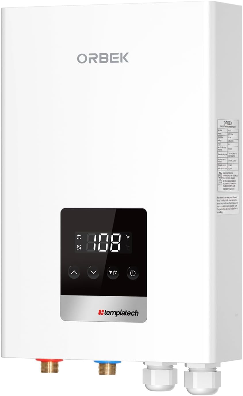 18kW Tankless Water Heater Electric, ORBEK Instant On Demand Hot Water Heater 240V, Up to 4.17 GPM