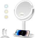 Makeup Mirror with Lights,20X Magnifying Mirror with Light and Touch Switch,Vanity Mirror with 3 Color Light and 80