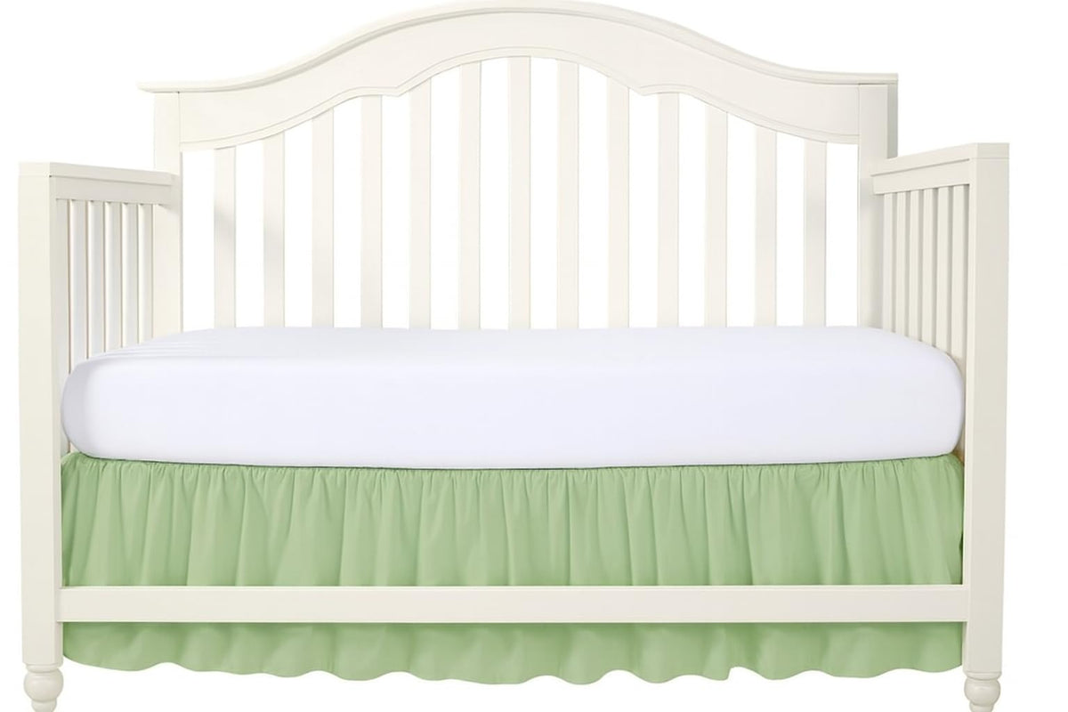 Crib Bed Skirt 28" x 52" with 14" Drop - Split Corners Dust Ruffle, Microfiber - Breathable, Durable, Elastic