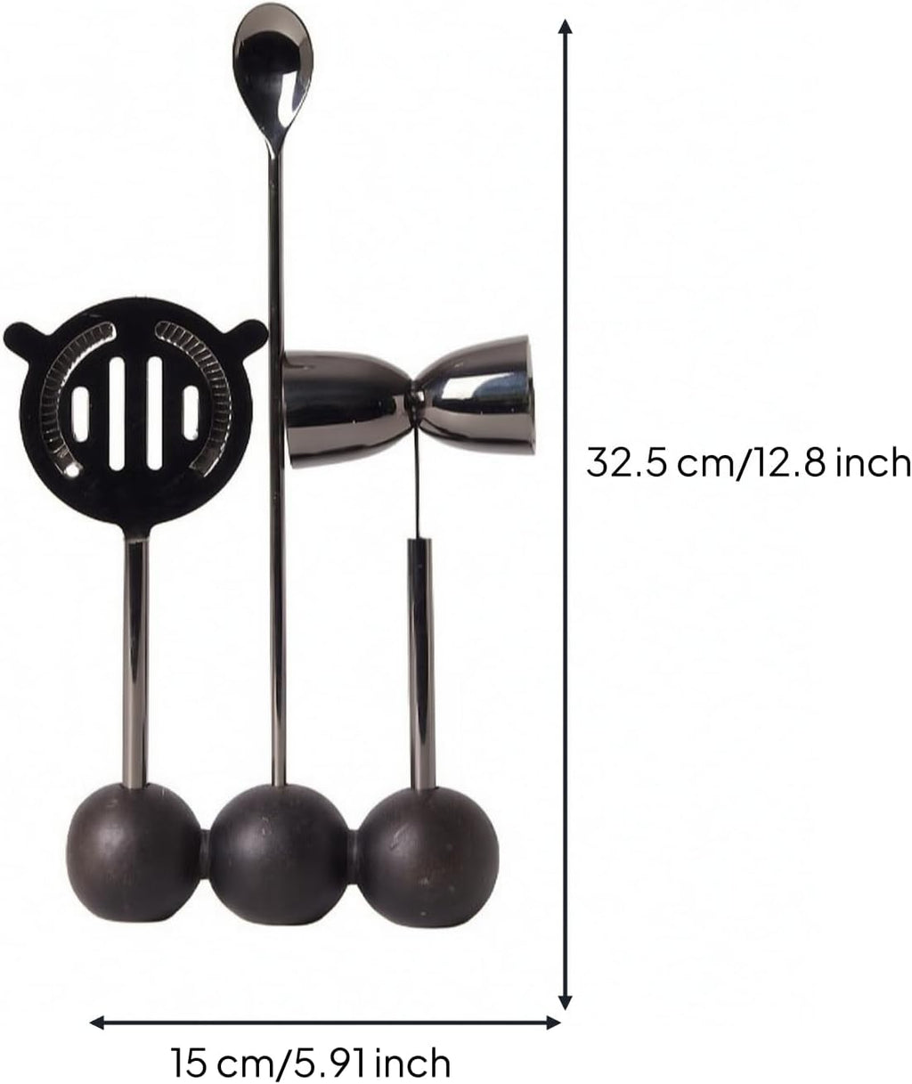 Industrial Barware Bar Tool Holder Organizer Rack Stand Stainless Steel Freestanding Design with Stable Round Base - Set of 4
