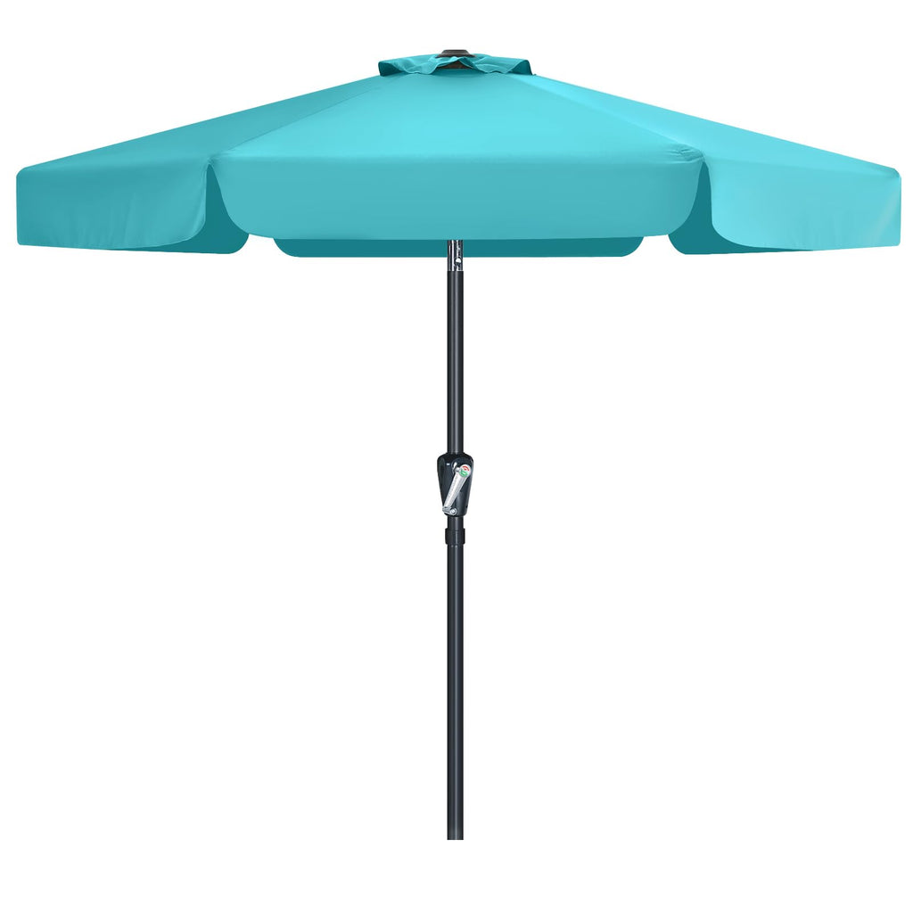 7.5ft Scalloped Valance Patio Umbrella, Crank & Tilt, Turquoise