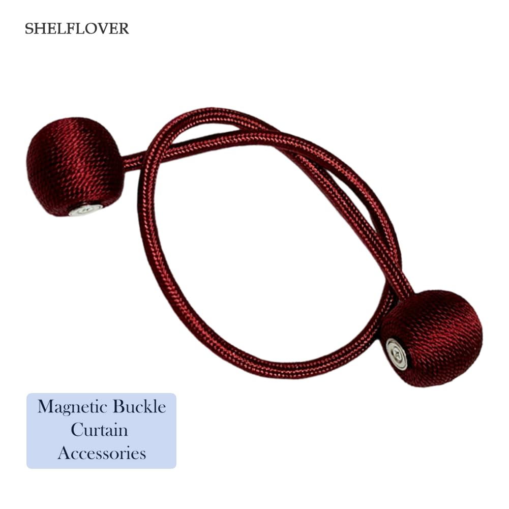 Magnetic Curtain Tiebacks 4pcs, Curtain Buckles Holders Living Room Home Window Treatment Decorative, Rose Red