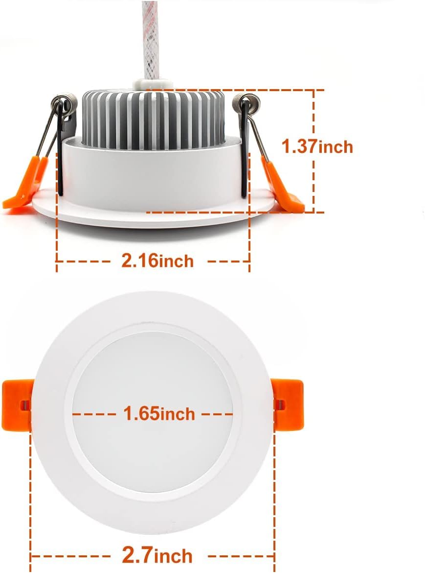 2 Inch LED Recessed Lighting, Dimmable LED Downlight 3W (35W Halogen Equivalent), CRI80, 5000K Daylight White Ceiling