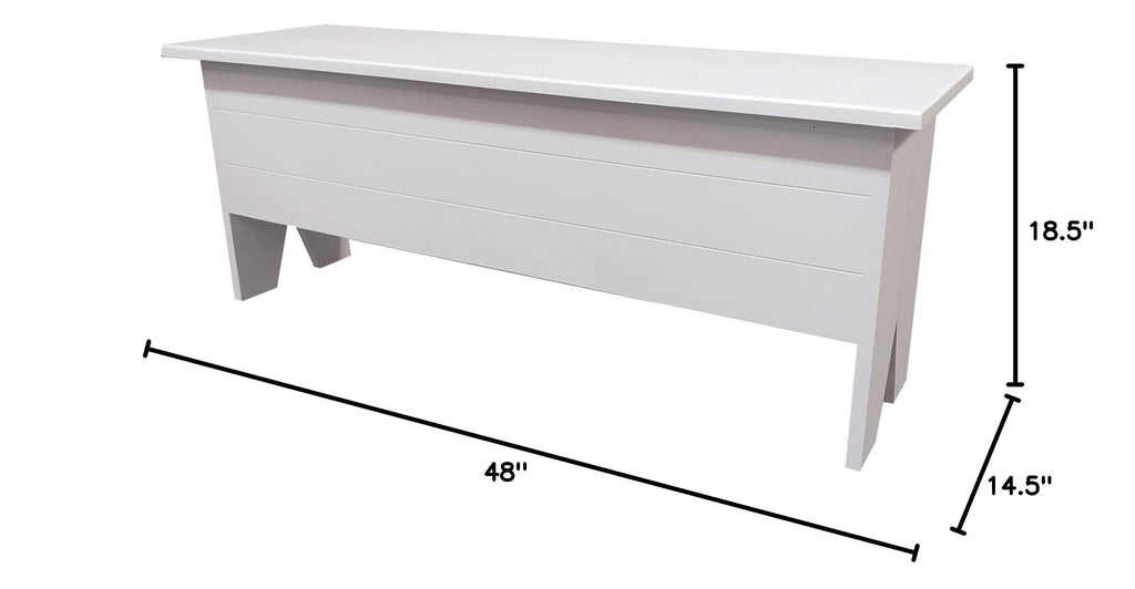 Large Storage Bench 4' Long (Solid Cottage White)