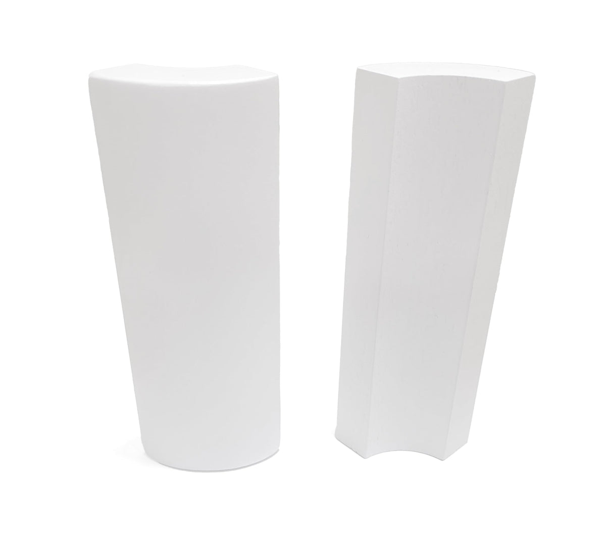 5.5" x 5/8" Rounded Outside Bullnose Corner Baseboard Molding and Trim Block. Pine. Primed White. Fits Standard 3/4"