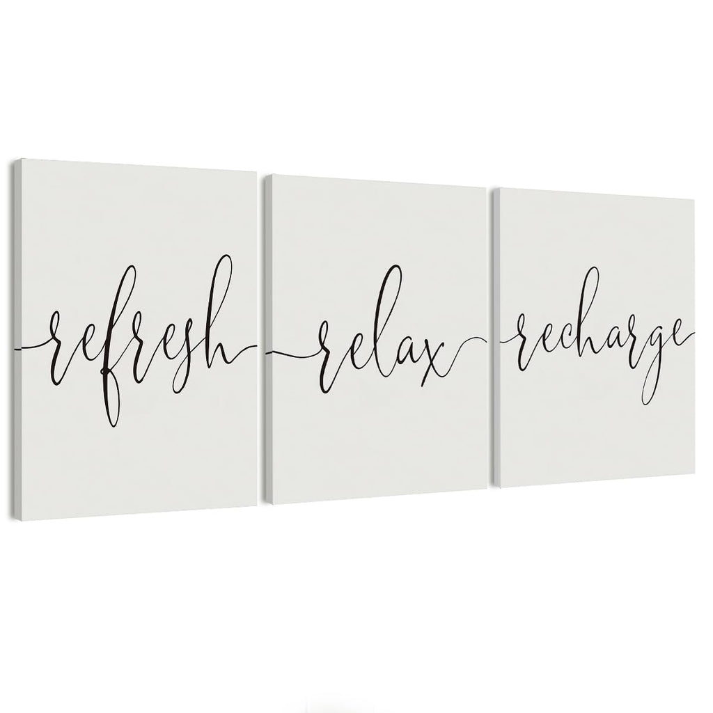 Bathroom Wall Decor, Spa Relaxing Wall Art Set of 3, Relax Refresh Refresh Signs Farmhouse Bathroom Canvas Prints