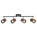 Modern 4-Light Track Lighting Kit, Matte Black & Dark Wood