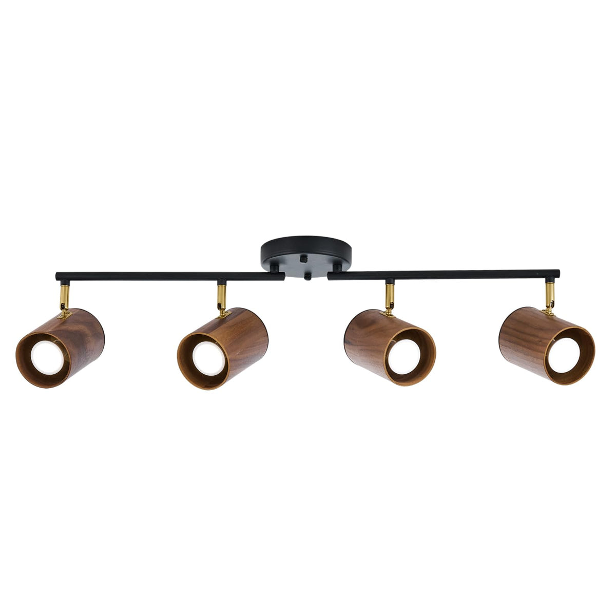 Modern 4-Light Track Lighting Kit, Matte Black & Dark Wood