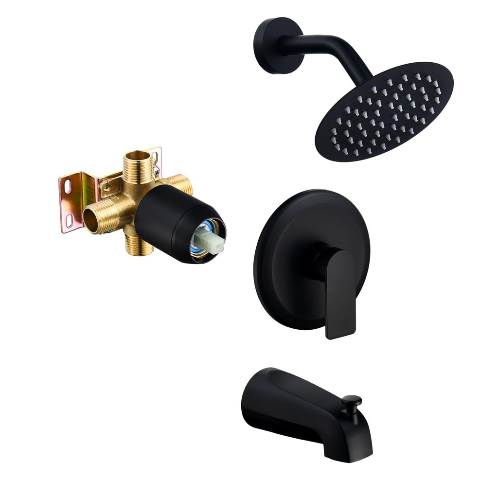 Tub Shower Faucet Set with Shower Head Black