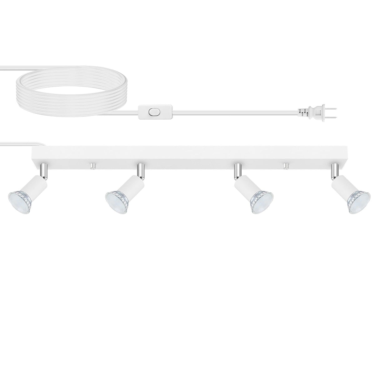 Plug in Track Light, White, 23", 4 Way GU10 Track Ceiling Lighting