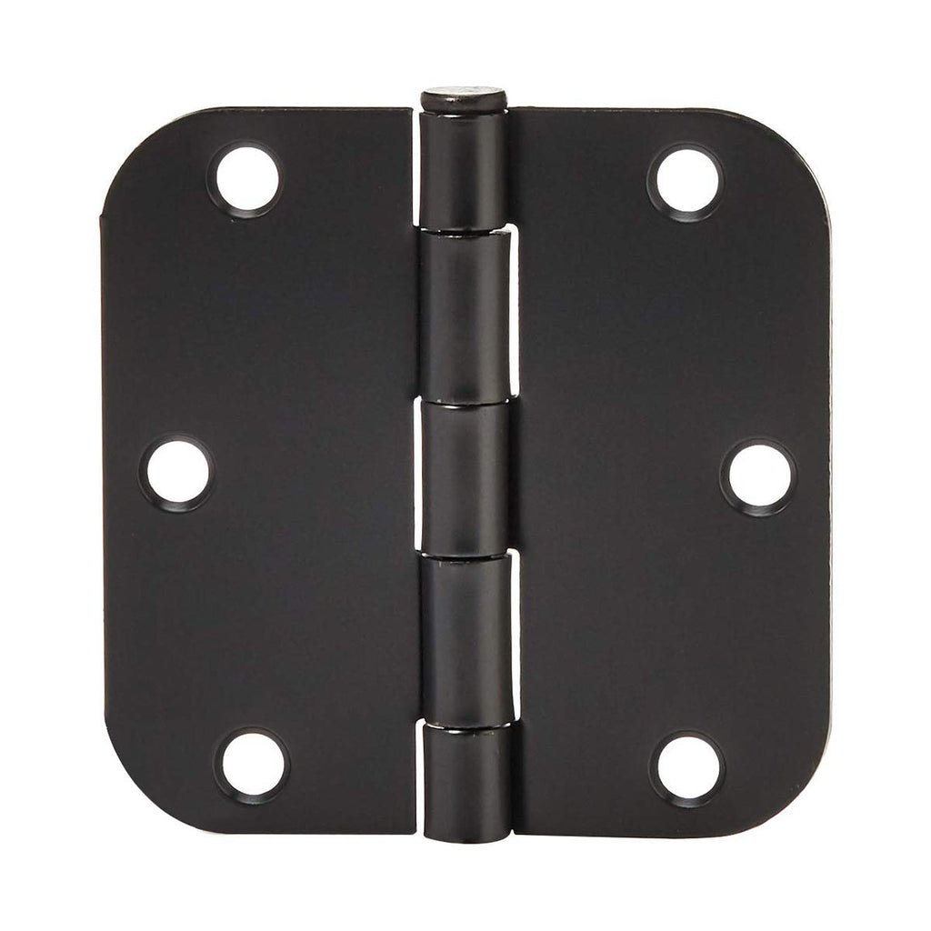Sturdy Rounded 5/8 Radius Interior Door Hinges with Included Screws, 3.5" x 3.5", Matte Black, 18-Pack