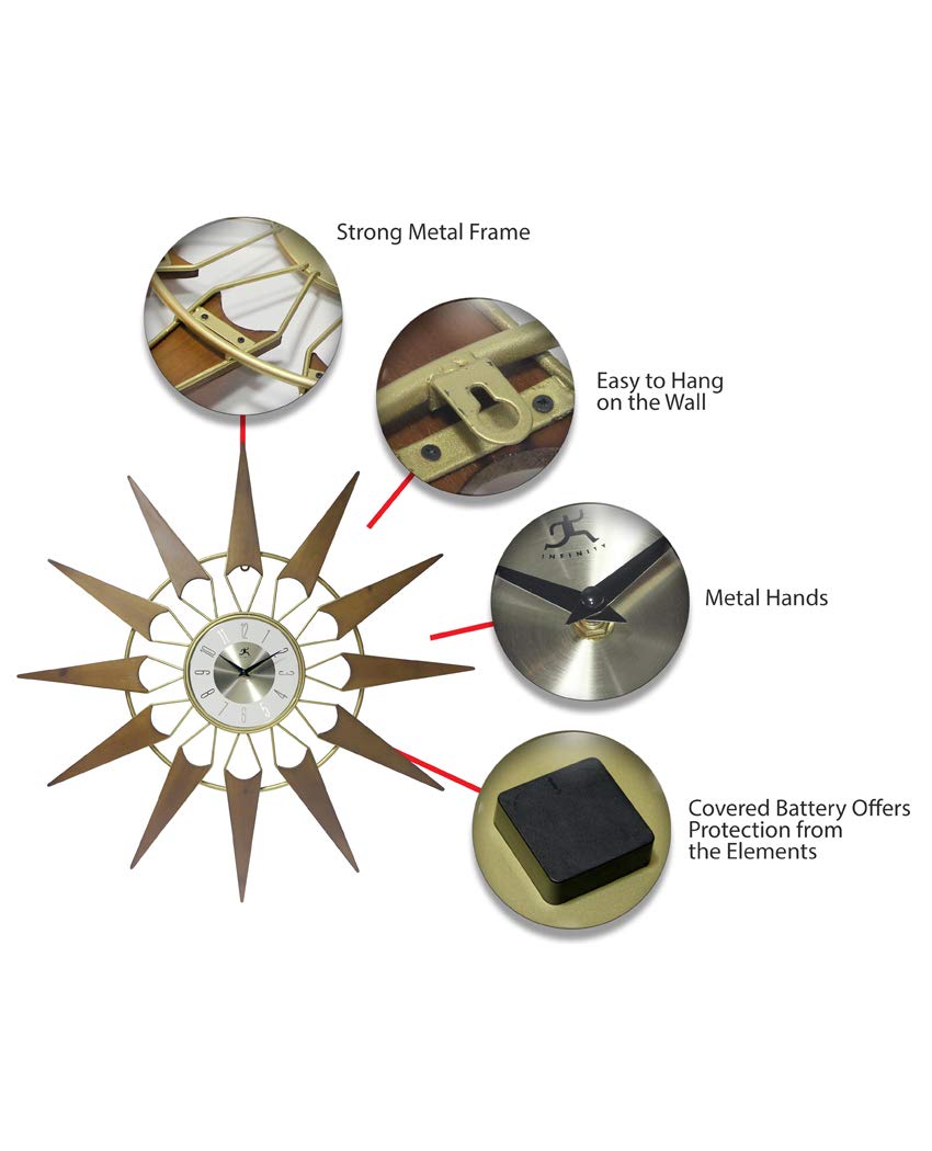 Inspired Nelson Style Nova Starburst Gold Wall Clock Vintage Mid Century
