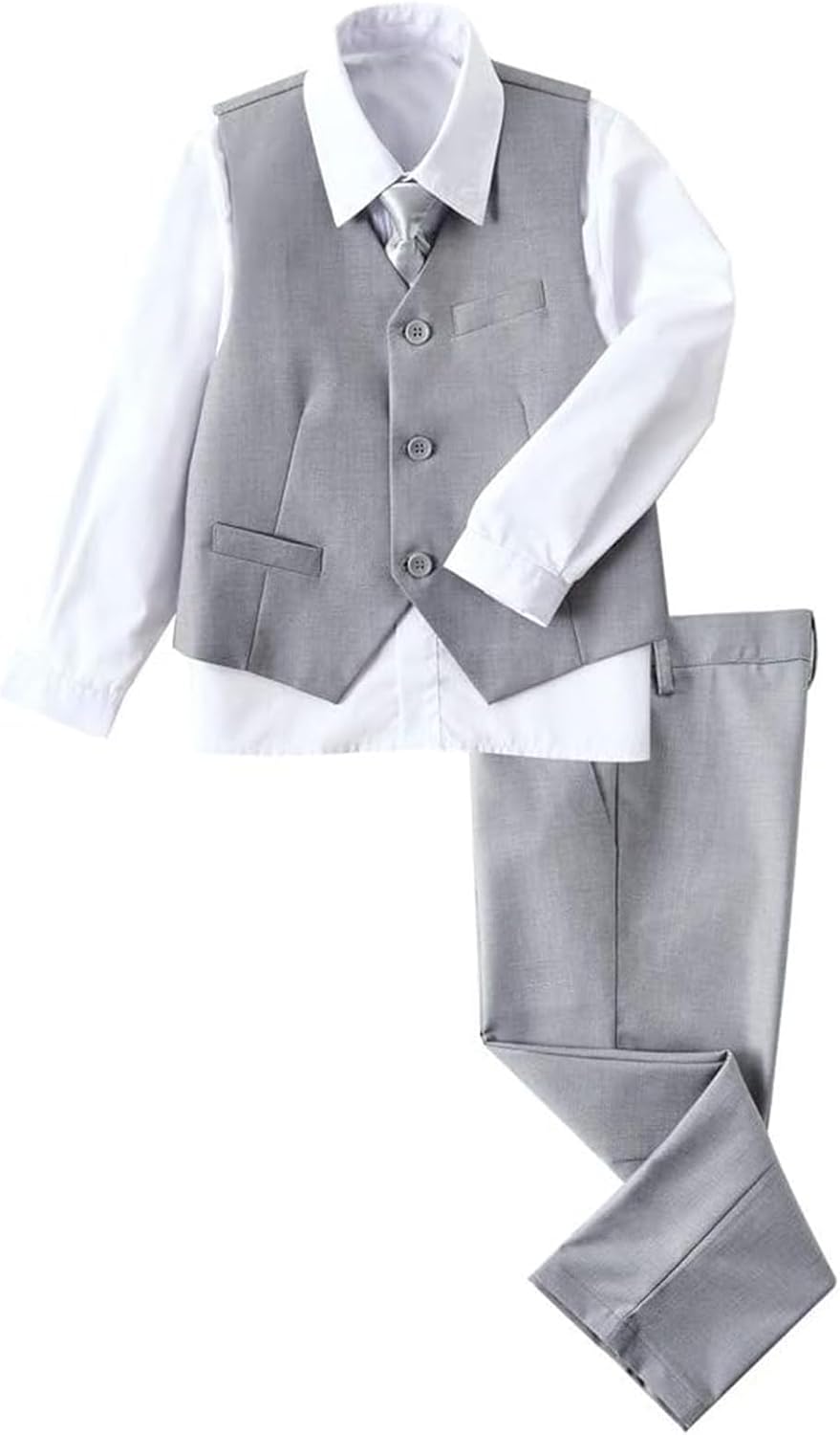 Boys Formal Suits Slim Fit Vest Pant Set for Kids Wedding Tuxedo