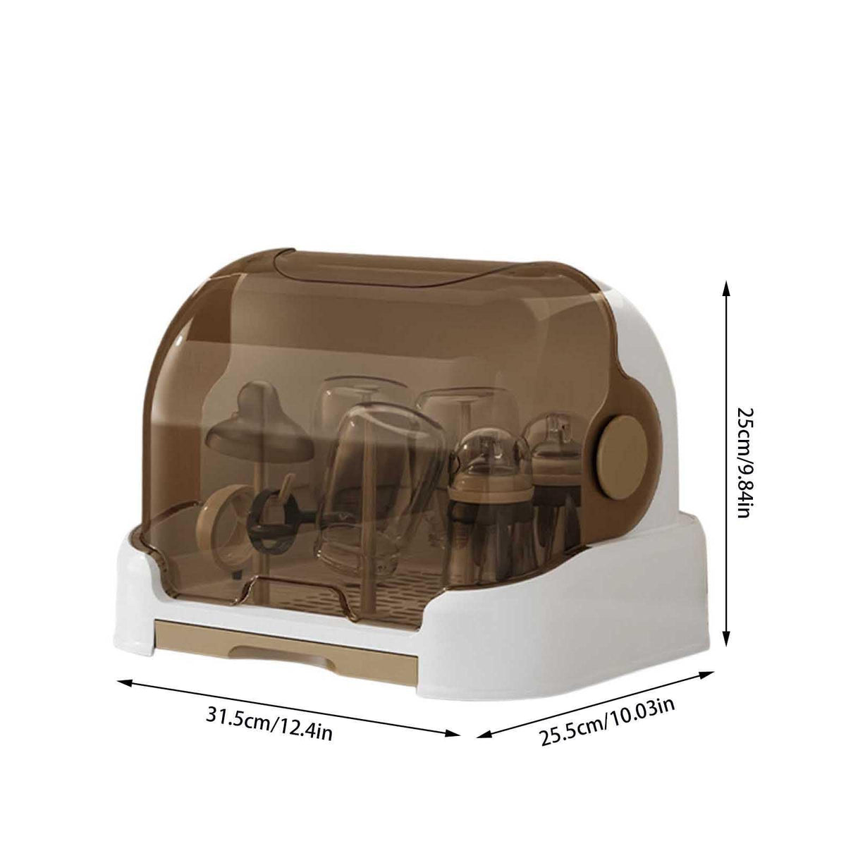 Baby Bottle Drying Rack with Lid,Baby Bottle Storage with Removable Drain,Tray Space Saving Infant Bottle Rack Dryer