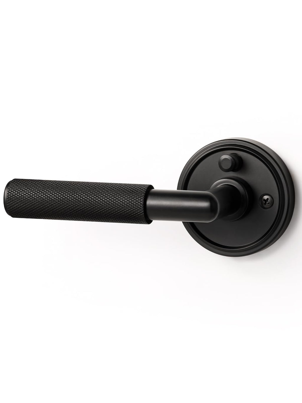 Knurled Door Lever Black Privacy Door Handle, 1 Pack