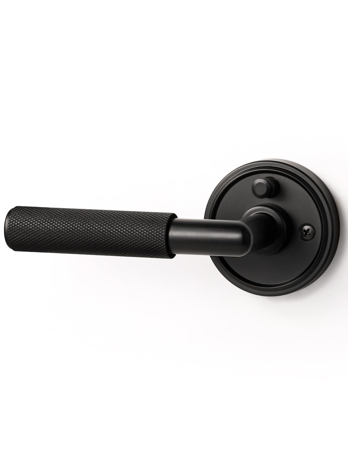 Knurled Door Lever Black Privacy Door Handle, 1 Pack