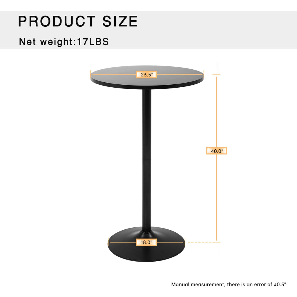 Round Bar Table 40" Height Modern Pub Table, Black