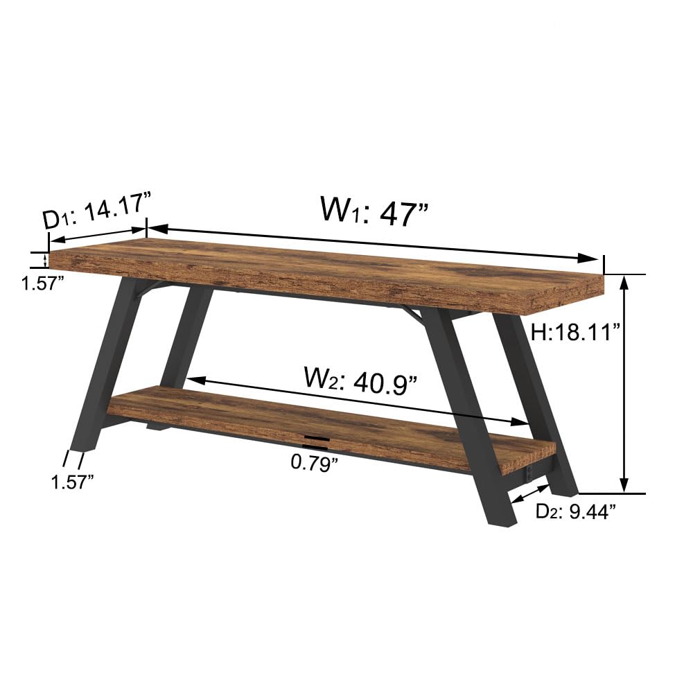Rustic Entryway Bench with Storage, Hallway Bench, 47 in