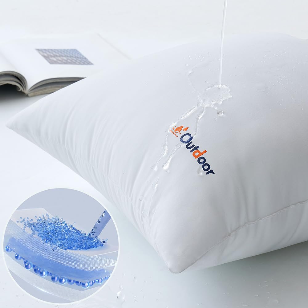 Outdoor Pillows Set of 4 16x16 Waterproof Throw Pillow Inserts