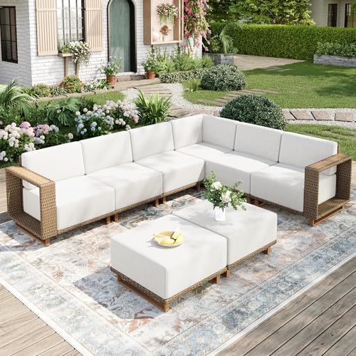 8-Piece Wicker Outdoor Patio Furniture Set with Thick Cushions for Backyard, Garden & Porch