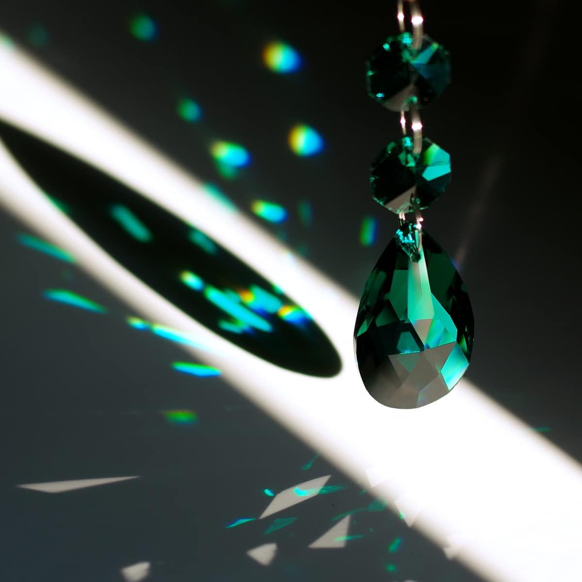 20pcs Teardrop Chandelier Lighting Crystal Pendant Accessories - Almond Prism Pendant Connected Glass Octagon Beads