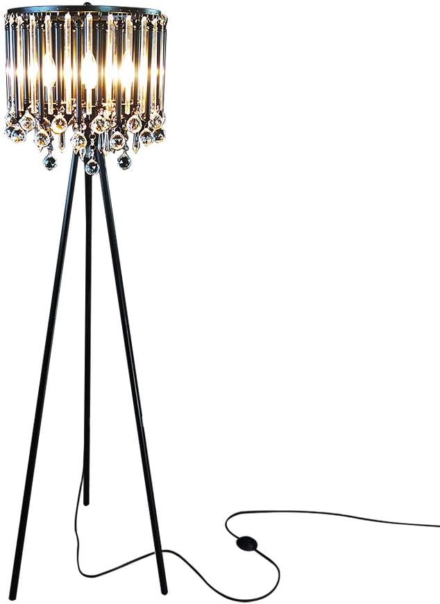 KU300168 Unique Romance Crystal Tripod Floor Lamp Black Suitable,Coffee Shop,4 Lights