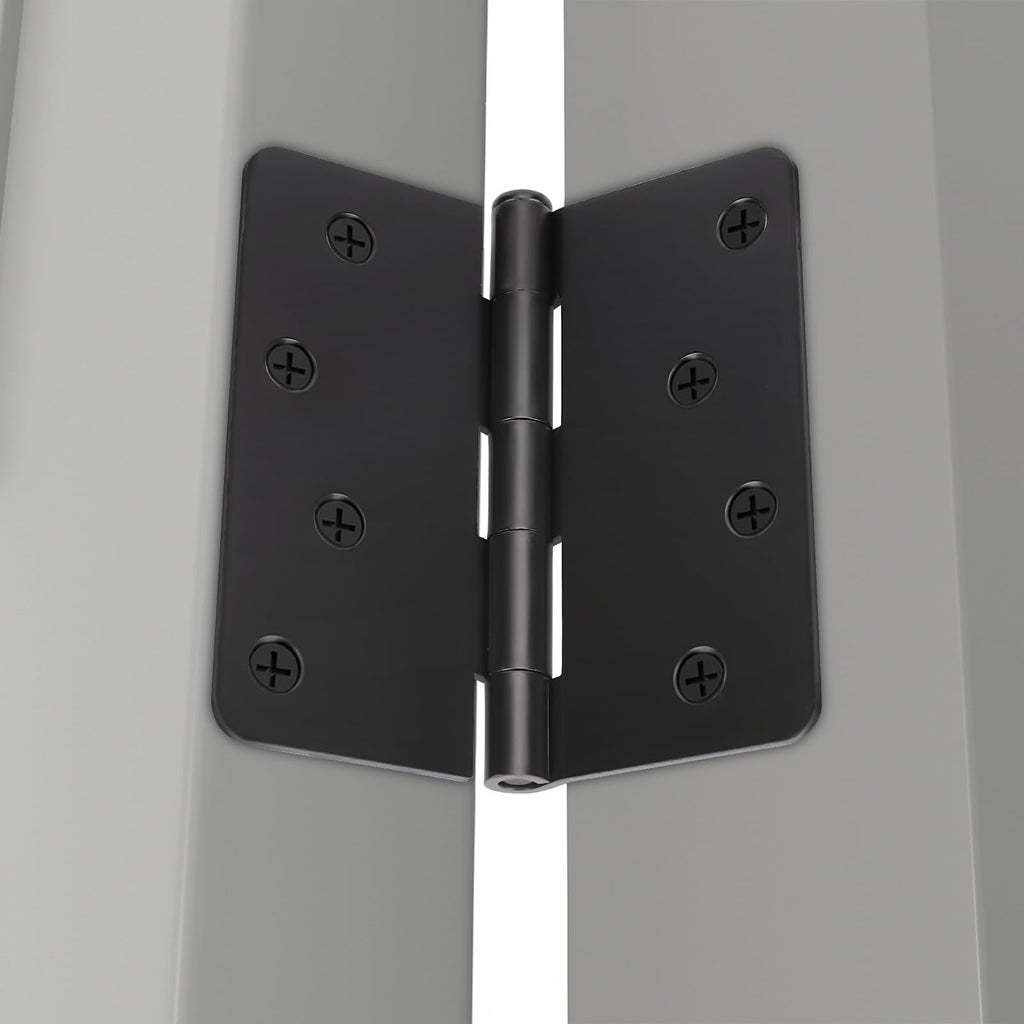 18 Pack Door Hinges 4 Inch Matte Black with 1/4" Radius Corners