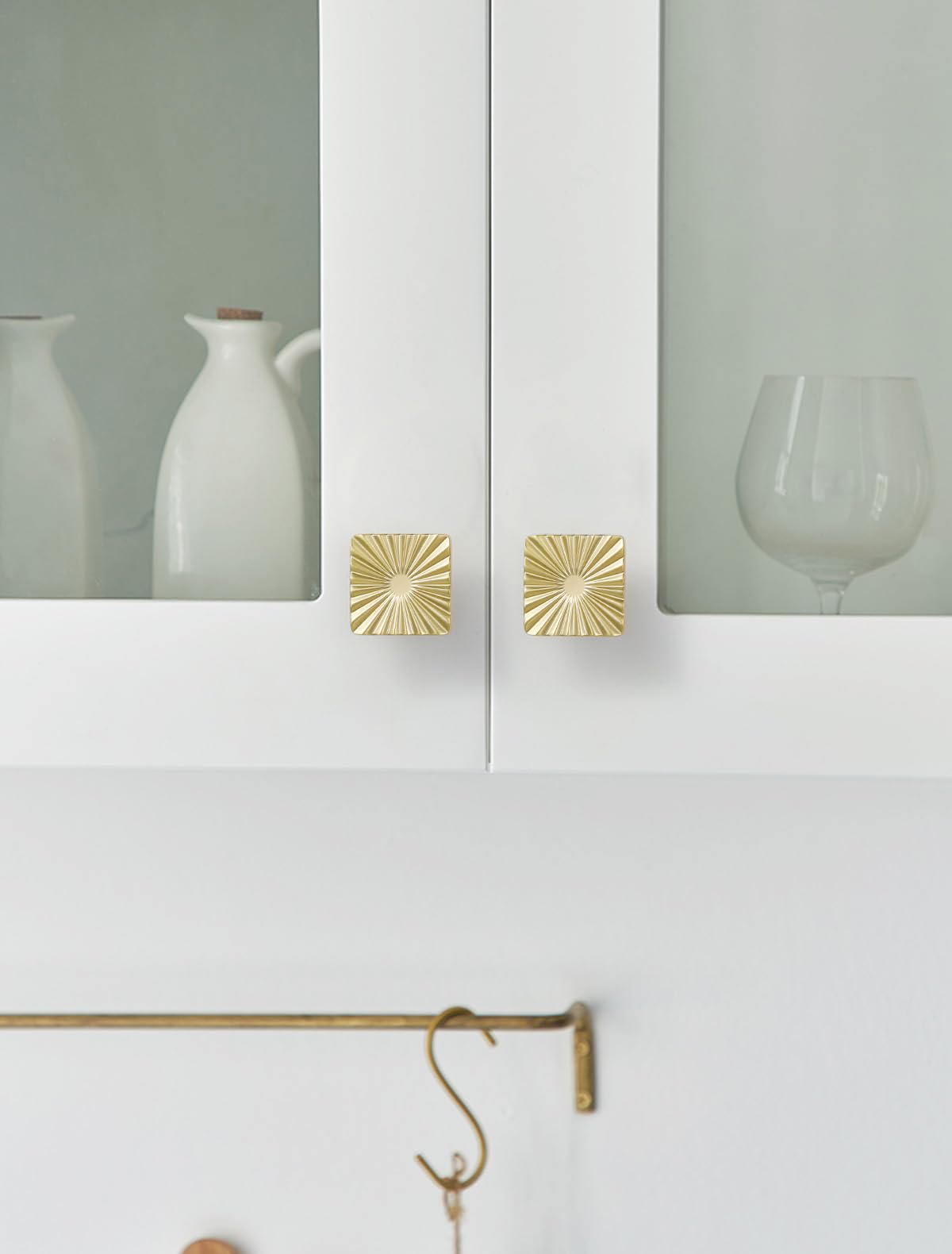 5 Pack Gold Cabinet Knobs Square Brushed Brass Drawer Pulls Bathroom Dresser Handles Hardware Zinc Alloy