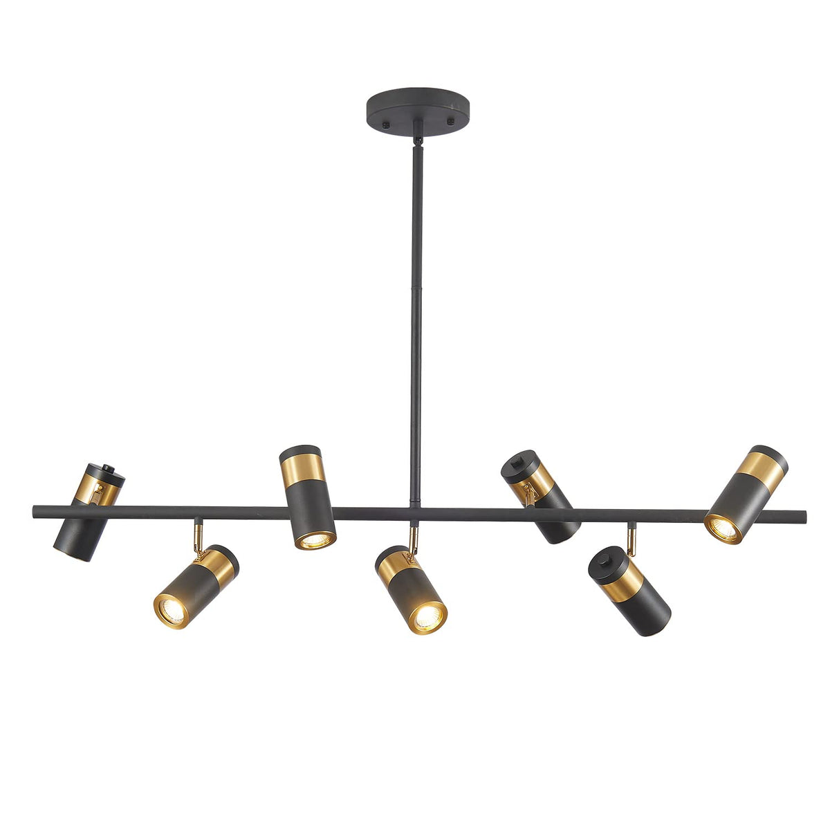 Lighting Black and Gold 7-Light Hanging Track Lighting Modern Kitchen Island Pendant Track Lighting Fixtures Mid